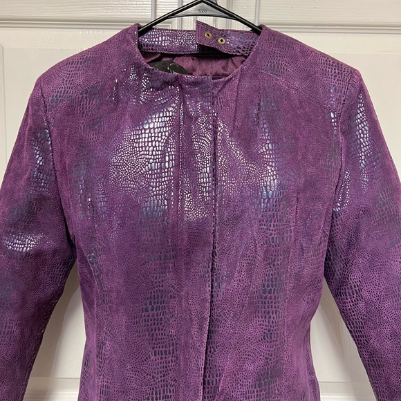 Pelle Studio Wilsons 3-Piece Elegant Purple Women's 100% Leather Pantsuit - Picture 2 of 16